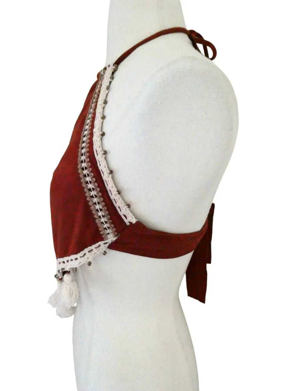 ALE ALESSANDRA tassel fringe faux suede bikini sz M